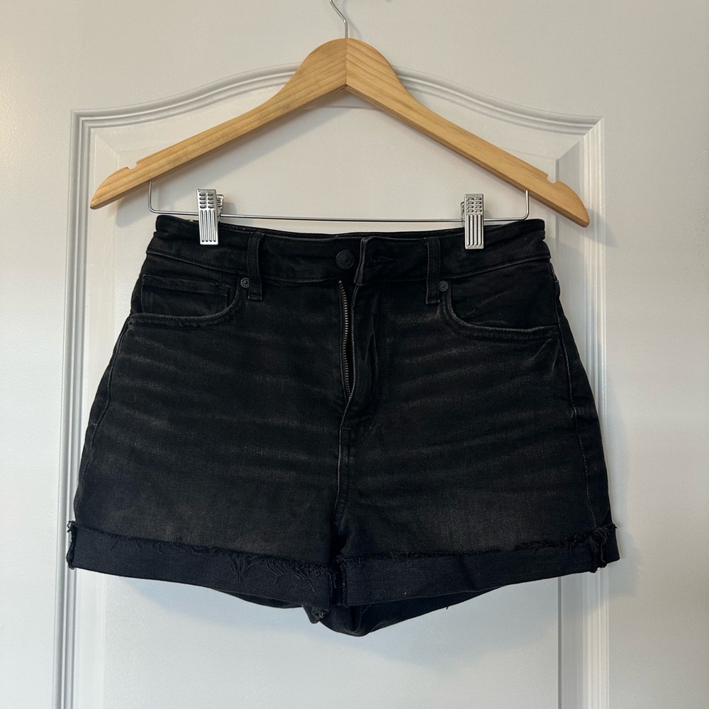 American Eagle Outfitters Black High Waist Denim Shorts